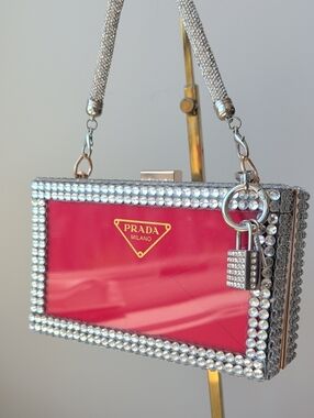 Upcycled Novelty Crystal-Trim Box Clutch